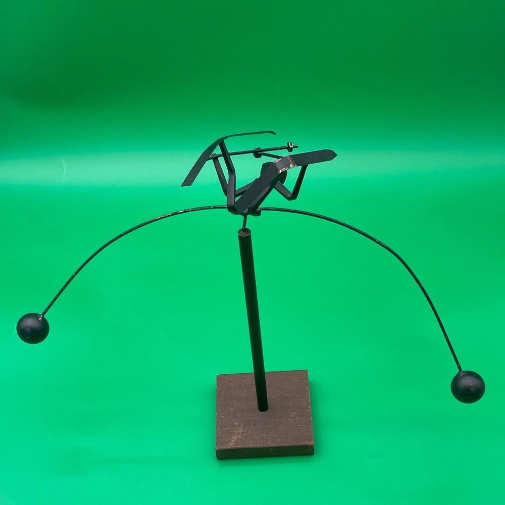 Vintage Kinetic Skier Sculpture Welded Metal Balance Art Desk Toy 3D Creations